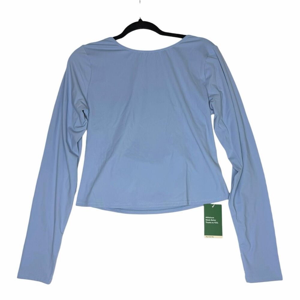 NEW Halara XL Long Sleeve Open Back Active Top Light Blue Yoga Workout Shirt